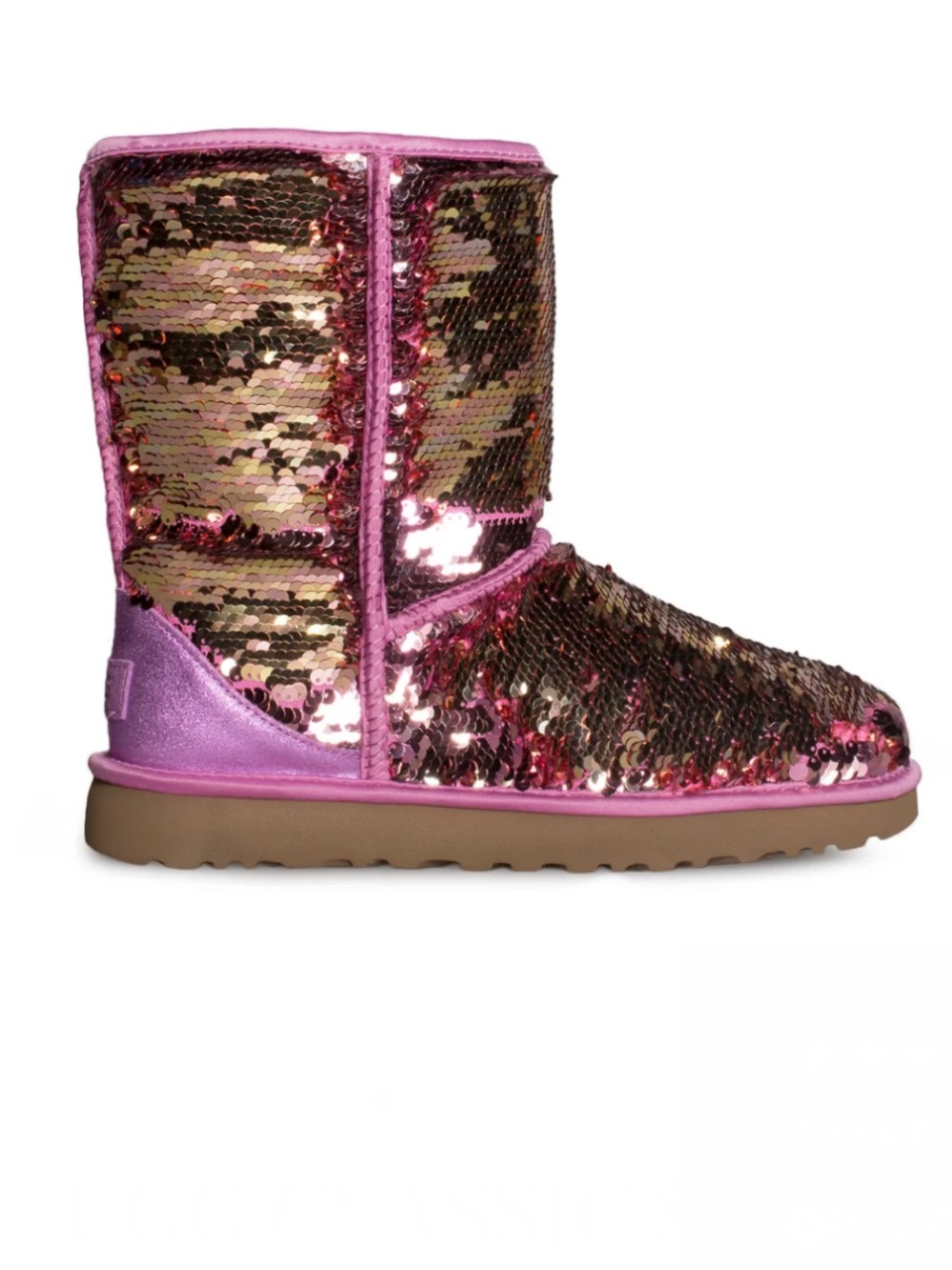 UGG Pink and Gold Sequin Short Boots